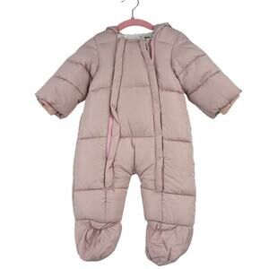 Mother's BabyBear Snowsuit Bunting 6-9 Months Pink Faux Fur Double Zip Hooded